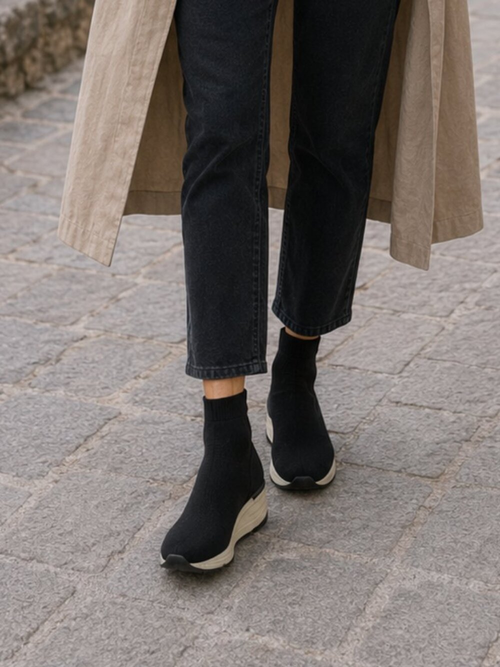 Steve Madden Black Sock Sneakers | Slip-On Knit Trainers | EU 40